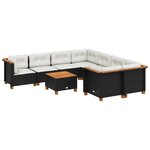 vidaXL Salon de jardin 9 Pièces avec coussins noir résine tressée