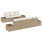 vidaXL Ensemble de canapé de jardin 8 pièces avec coussins beige poly rotin