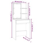 vidaXL Coiffeuse avec LED blanc 60x40x140 cm