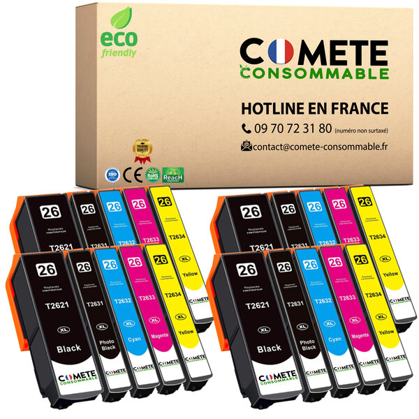 Cartouche 26XL Pack de 20 Compatibles Comete, Entreprise Française