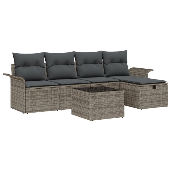 vidaXL Ensemble de canapés de jardin 6 pièces avec coussins gris en poly rotin