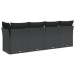 vidaXL Canapé de jardin avec coussins 4 places noir résine tressée