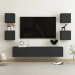 vidaXL Ensemble de meubles TV 6 Pièces Noir Bois d'ingénierie