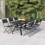 vidaXL Ensemble à manger de jardin 7 Pièces Gris et noir