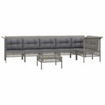 Salon de jardin meuble d'extérieur ensemble de mobilier 7 pièces avec coussins gris résine tressée 02_0017238