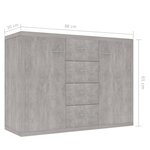 vidaXL Buffet Gris béton 88x30x65 cm Bois d'ingénierie