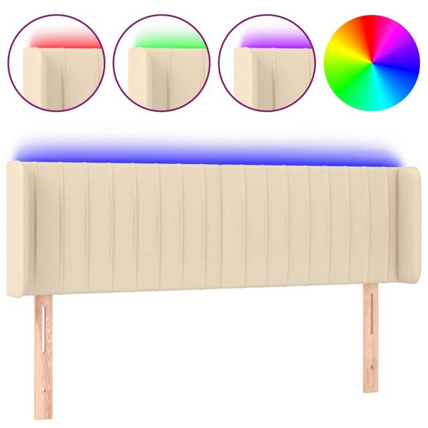 vidaXL Tête de lit à LED Crème 147x16x78/88 cm Tissu