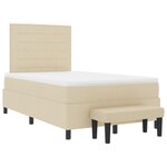 vidaXL Lit à ressorts avec matelas et banc crème 120x200 cm Tissu