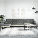 vidaXL Canapé-lit en forme de L gris foncé 260x140x70 cm tissu