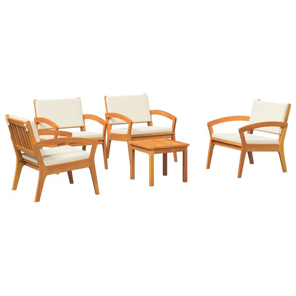 vidaXL Ensemble de Bistro 5 pièces avec coussins en bois d'acacia massif