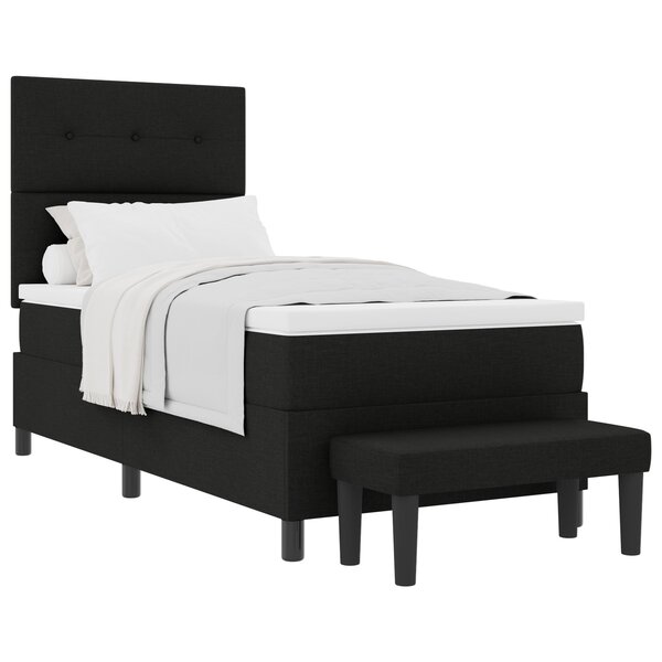 vidaXL Lit à ressort avec matelas et banc noir 90x190 cm Tissu