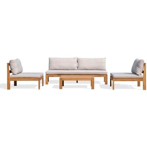 Salon de jardin en bois d'Acacia avec coussins - MANDI - 5 personnes