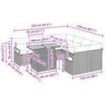 Ensemble de Canapés de Jardin vidaXL 9 Pièces avec Coussins Noir Poly Rattan Acacia