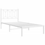 vidaXL Cadre de lit métal avec tête de lit blanc 80x200 cm