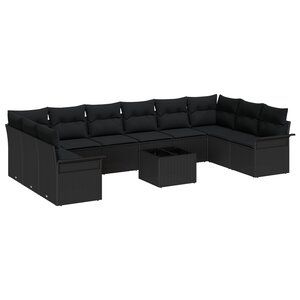 Set de Canapé de Jardin vidaXL 11 Pièces avec Coussins Beige Rotin Poly