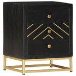 vidaXL Table de chevet Noir et doré 40x30x50cm Bois de manguier massif
