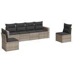 vidaXL Salon de jardin 6 Pièces avec coussins gris clair résine tressée