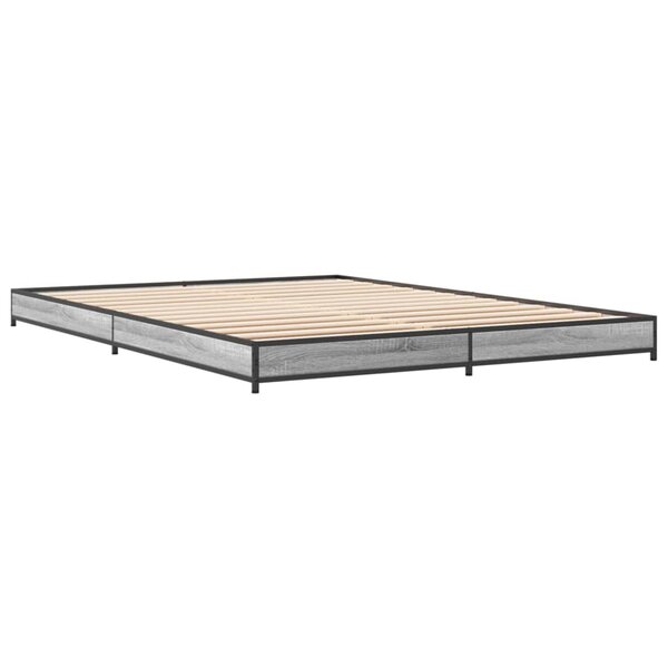vidaXL Cadre de lit sonoma gris 120x200 cm bois d'ingénierie et métal