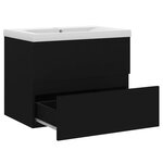 vidaXL Armoire d'évier avec lavabo intégré Noir Aggloméré