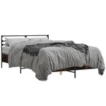 vidaXL Cadre de lit chêne fumé 120x200 cm bois d'ingénierie et métal