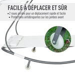 Bain de soleil 2 places lit de jardin design contemporain toit réglable 2 roulettes 2 oreillers acier époxy polyester crème