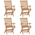 vidaXL Chaises de jardin avec coussins bleu clair lot de 4 Teck massif
