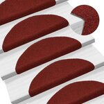 vidaXL Tapis d'escalier auto-adhésif Poinçon aiguilleté 15 Pièces Rouge