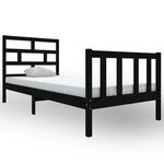 vidaXL Cadre de lit Noir Bois de pin massif 100x200 cm