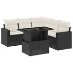 vidaXL Salon de jardin 6 Pièces avec coussins noir résine tressée