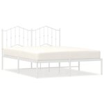 vidaXL Cadre de lit métal sans matelas et tête de lit blanc 135x190 cm