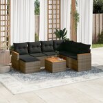vidaXL Salon de jardin 8 Pièces avec coussins gris résine tressée