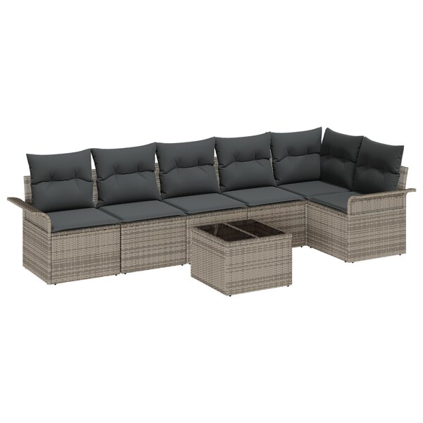 vidaXL Ensemble de canapé de jardin 6 pièces avec coussins en poly rattan noir