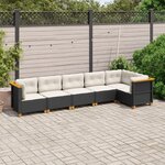 vidaXL Salon de jardin 6 Pièces avec coussins noir résine tressée