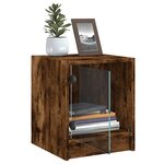 vidaXL Tables de chevet et portes vitrées 2 Pièces chêne fumé 35x37x42 cm