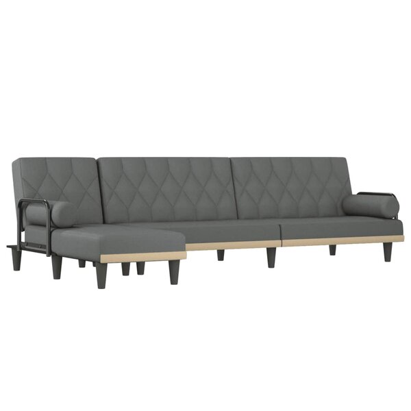 vidaXL Canapé-lit en forme de L gris foncé 260x140x70 cm tissu