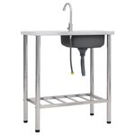 vidaXL Évier de camping Seul lavabo avec robinet Acier inoxydable