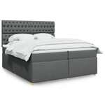 vidaXL Sommier à lattes de lit avec matelas Gris foncé 200x200cm Tissu