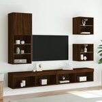 vidaXL Tables de chevet murales avec lumières LED 2 Pièces chêne marron