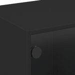 vidaXL Meuble TV avec portes en verre noir 68x37x42 cm