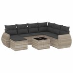 vidaXL Salon de jardin 8 Pièces avec coussins gris clair résine tressée