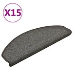 vidaXL Tapis de marches d'escalier 15 Pièces Gris foncé 65x24x4cm