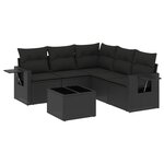 vidaXL Salon de jardin 6 Pièces avec coussins noir résine tressée