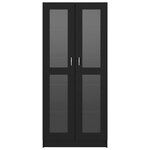 vidaXL Armoire à vitrine Noir 82 5x30 5x185 5 cm Bois d’ingénierie