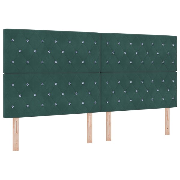 vidaXL Tête de lit en velours vert foncé avec boutons cristal 200 cm