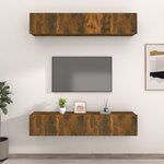 vidaXL Meubles TV 4 Pièces chêne fumé 80x30x30 cm bois d'ingénierie