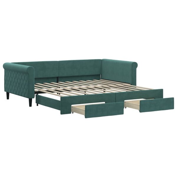 vidaXL Lit de jour avec gigogne et tiroirs sans matelas 100x200 cm