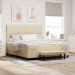vidaXL Lit à Ressorts avec Matelas & Banc Crème 180x200 cm Tissu