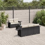 vidaXL Salon de jardin 6 Pièces avec coussins noir résine tressée