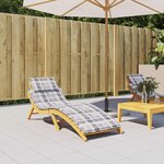 vidaXL Coussin de chaise longue à carreaux gris 186x58x4 cm