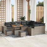 Ensemble de canapé de jardin de 12 pièces avec coussins gris